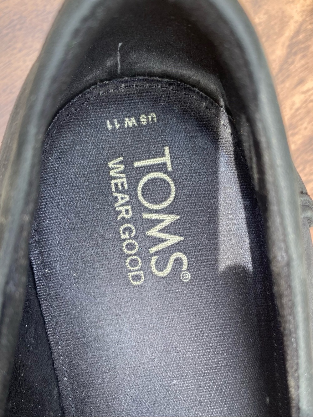 TOMS Black Loafers with Tan Trim - Picture 10 of 12